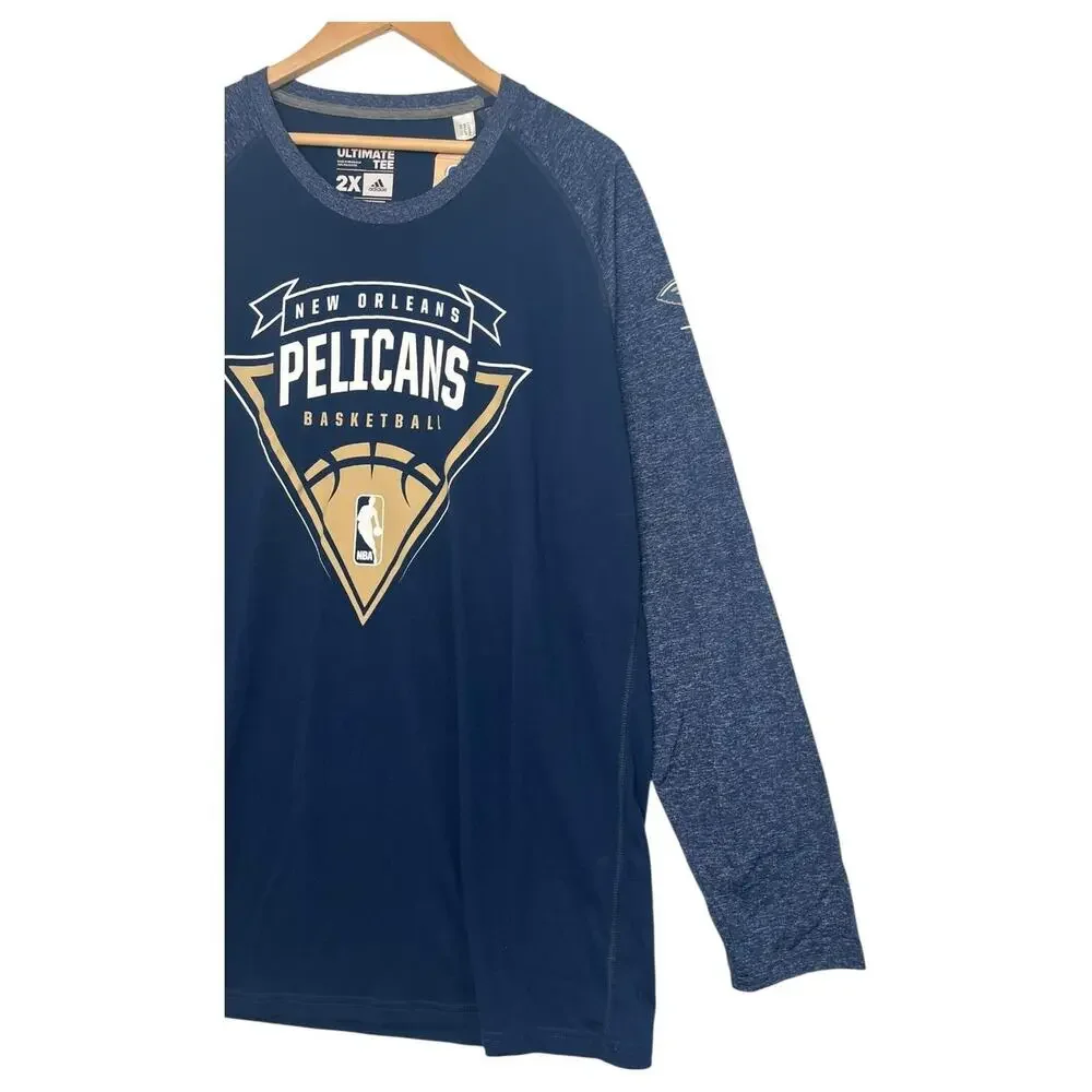 New Orleans Pelicans Shirt Mens 2XL NBA Basketball Climalite Long Sleeve Adidas